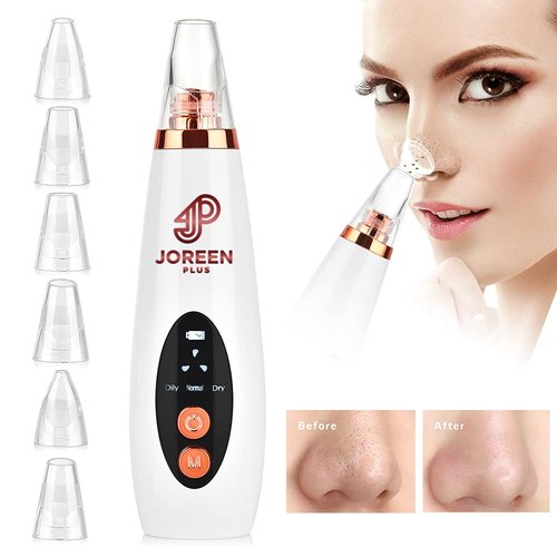 Blackhead Remover Pore Vacuum - JOREEN PLUS (UPDATED) Electric Blackhead Removal Tool Acne Extractor Facial Cleaner Suction Tools Kit for Women, Men USB Rechargeable LED Display with 6 Suction Probes.
