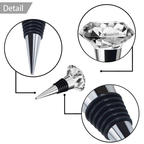 JETKONG 3 Pcs Wine Stoppers Crystal Wine and Beverage Bottle Stopper Diamond Decorative Wine Bottle Stopper (Crystal)