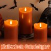 Girimax Burnt Orange Flameless Pillar Candles with Remote Timer, Halloween Fall LED Candles, Battery Operated Set of 3