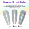 MIZHSE Holographic Nail Polish, Silver Glitter Nail Polish Air Dry Fast, 15 ml 0.5 fl oz High Glossy Shiny Nail Pigment Oil-based Laser Iridescent Nail Polish Chrome Halo Nail Art Salon Manicure Home