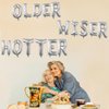 Older Wiser Hotter Balloon, Silver Birthday Decorations, Happy Birthday Banner for 30th 40th 50th 60th 70th 80th Birthday Party Supplies