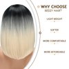 BESSY HAIR Blonde Bob Wig with Bangs, 1b613 Ombre Bob Wigs for women 12 Inch Straight Short Bob Wig Heat Resistant Soft Synthetic Wig Daily Party Cosplay Halloween Use