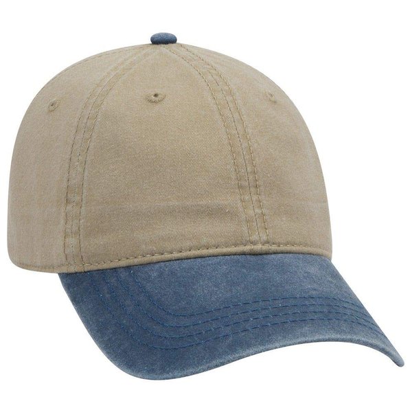 OTTO 6 Panel Low Profile Garment Washed Pigment Dyed Baseball Cap - Nvy/Kha