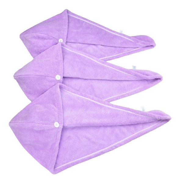 HOPESHINE Women's Soft Shower Hair Towel Twist Hair Turban Wrap Drying Cap Great Gift for Women (Purple 3-Pack)