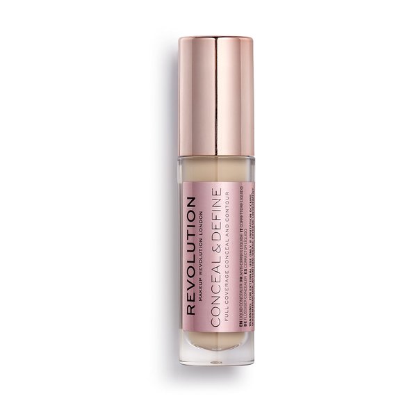 Makeup Revolution Conceal & Define Concealer, Full Coverage Makeup Concealer, Matte Finish & Long Wear, For Fair Skin Tones, Vegan, C2, 4ml