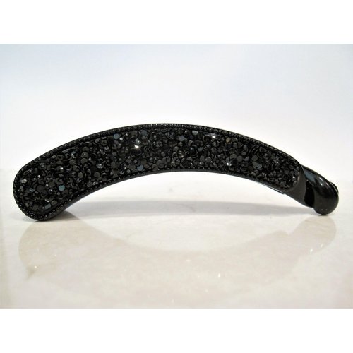 Black art deco sparkly banana hair claw clip with rhinestones