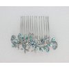 Faship Gorgeous Aqua Rhinestone Crystal Floral Hair Comb