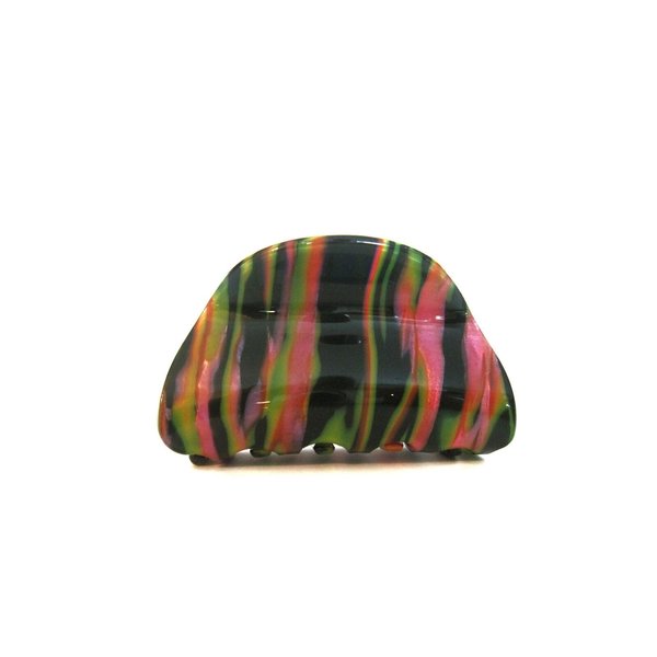 Generic Medium size mixed black pink green marbled hair claw clip