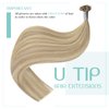 YoungSee U Tip Hair Extensions Human Hair Ash Blonde with Bleach Blonde Highlights U Tips Remy Hair Extensions for Women Highlights Keratin Hair Extensions Human Hair Hot Fusion Blonde 20In 1G/S 50G
