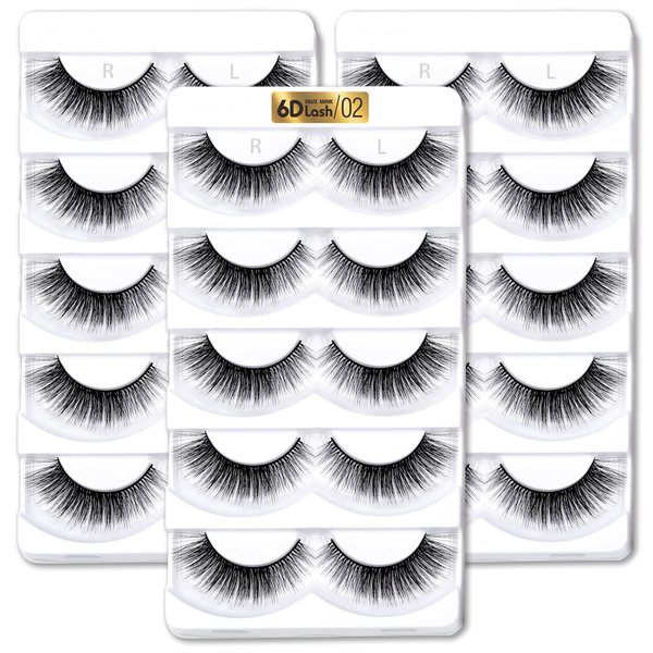 Aillen False Eye Lashes - Strip Lashes,6D Fluffy Volume & Natural Look Fake Eyelashes | Soft Reusable Faux Mink Lashes Pack