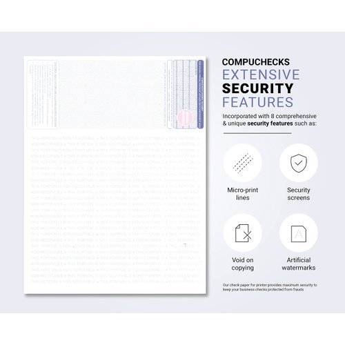 Compuchecks HIGH SECURITY Blank Check Paper Compatible With QuickBooks - 50 Blue/Red Cubed Checks On Top Print Easy Your Computer checks For business Or personal Use - Paper Weight # 28
