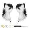 GaliaFaya Cat Wolf Fox Dog Ears Headband Handmade Long Faux fur Cosplay Halloween Costume Party (Black and White)