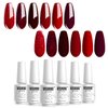 Vishine Burgandy Red and Red Glitter Gel Polish Set 6 Colors Long Lasting, Soak Off UV LED Gel 8ml Bottle
