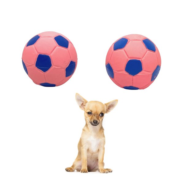Lanco Small Dog Balls Squeaky Soccer Rubber Dog Toy Puppy