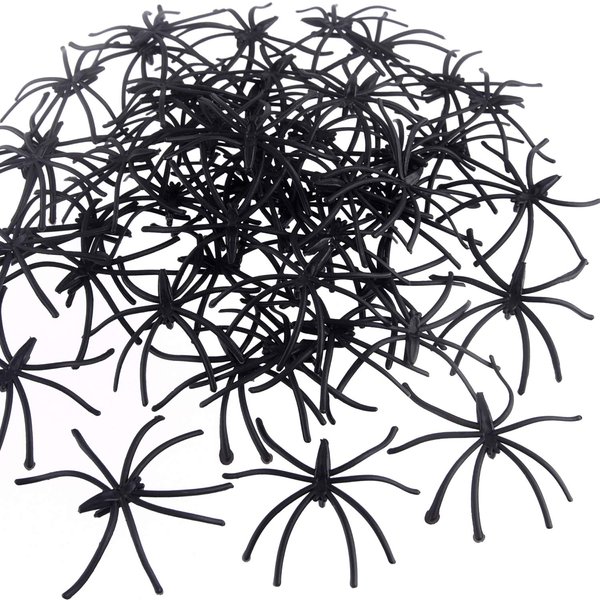 TUPARKA 50 Pcs Plastic Realistic Spider Mini Spiders Fake Joke Toys Haunted House Halloween Party Supplies, Black