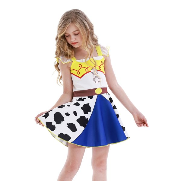 AmzBarley Girls Jessie Costumes for Birthday Halloween Fancy Party Dress Up Kids Holiday Outfit Dresses Size 10(8-9Years)