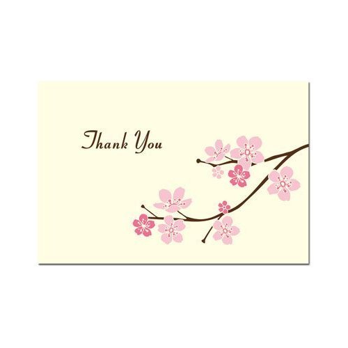 Cherry Blossom Branches Thank You Cards - 50 Pack