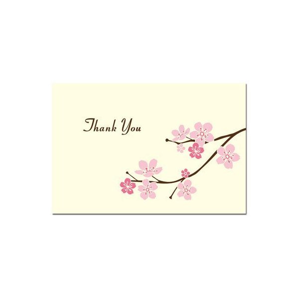 Cherry Blossom Branches Thank You Cards - 50 Pack