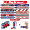 Cherisnowy 48 PCS Race car Party Favors 24PCS Tattoos Sticker 24PCS Slap Bracelets Wristbands Perfect for Themed Birthday Baby Showers or Classroom Rewards Ideal Decor and Gifts for Girls and Boys