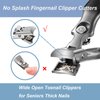 2024 New German Nail Clippers for Thick Nails, Portable Ultra Sharp Nail Clippers, No Splash Fingernail Clipper Cutters with Nail File, Wide Open Toenail Clippers for Seniors Thick Nails (Silver)