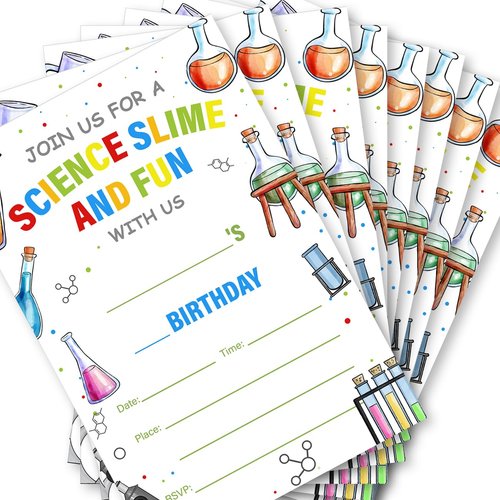 Science Birthday Invitations with Envelopes Set of 20 Science Lab Party Invites Fill in Blank