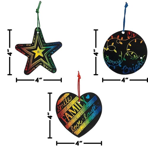 Fun Express Magic Color Scratch Ornaments Craft Kit (24 Piece) Toy