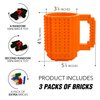 TOYAMBA Build-on Brick Mug BPA-Free Funny Coffee Mug with 3 Packs of Building Bricks, Funny Cups for Kids - Creative Building Block Mug DIY Idea 16OZ (Orange)