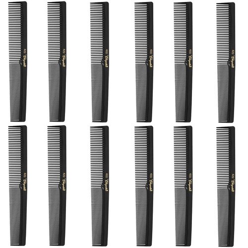 Krest Cleopatra 420 7" Flat Square Back Barber Hair Comb (12 Pack)