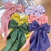 Long streamer oversized bow top clip hair clip for the back of the head tassel solid color bow hair clip hair bow ponytail clip(QZ)