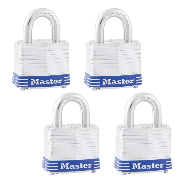 Master Lock 3QLDHCHD Zinc Plated Steel Padlocks, 4-Pack, Silver