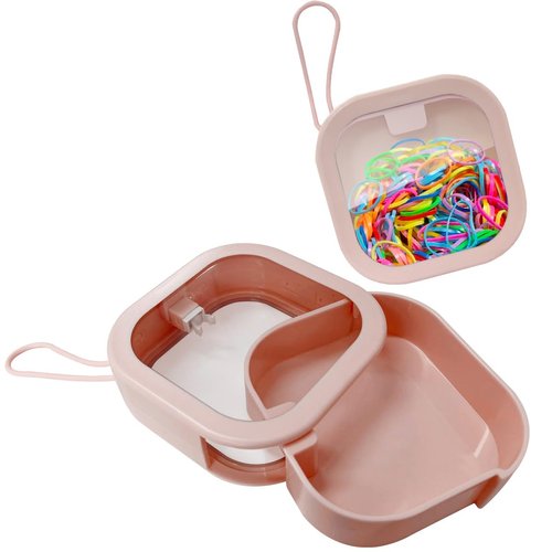 KVZVK 2 Pack Hair Tie Organizer Boxes，Portable Travel Hair Accessory Storage Organizer for Girls Womens Hair Tie , Cotton Swab ,Small Items Accessories Holder Containers