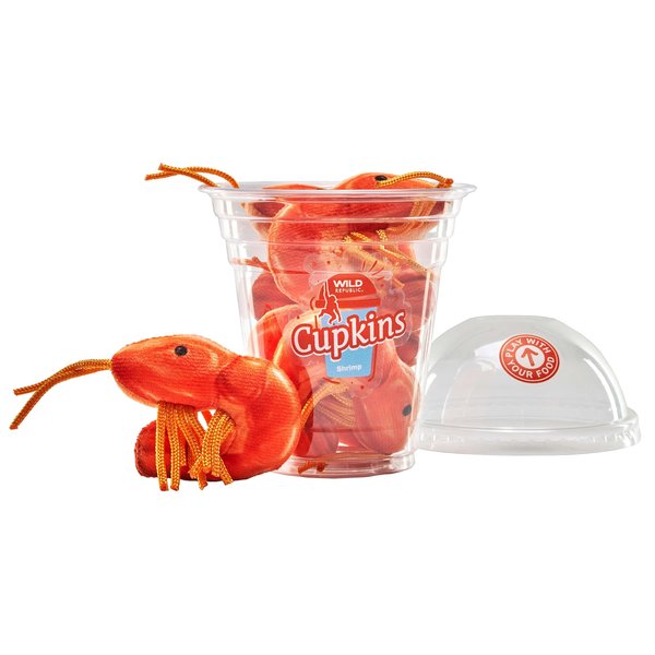 Wild Republic Cupkins, Shrimp, Stuffed Toy, Gift for Kids, Plush Toy, Fill is Spun Recycled Water Bottles