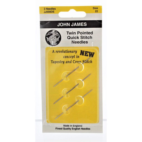 Colonial Needle Twin Pointed Quick Stitch Tapestry Hand Needles, Size 22, 3-Pack