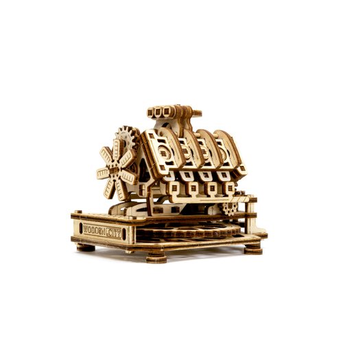WOODEN.CITY Wood Engine Model Kit 3D Puzzle - 3D Wooden Puzzle Model Engine Kit for Adults - V8 Engine Model Kit That Works 3D Wooden Puzzles for Adults - Model Engine Working 3D Wood Puzzles Adult