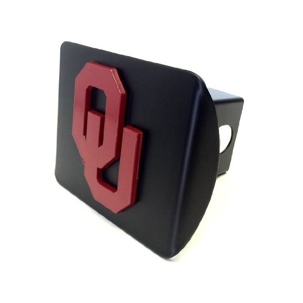 Elektroplate University of Oklahoma Sooners Black with Red OU Emblem Metal Trailer Hitch Cover Fits 2 Inch Auto Car Truck Receiver with NCAA College Sports Logo