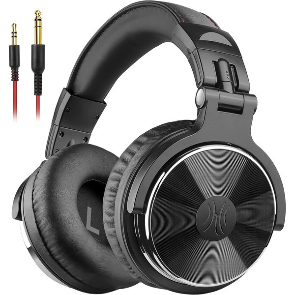 OneOdio Over Ear Headphone, Wired Bass Headsets with 50mm Driver, Foldable Lightweight Headphones with Share Port and Mic for Recording Monitoring Mixing Podcast Guitar PC TV (Light Blue)