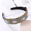 Woeoe African Beaded Hair Band Crystal Wide Padded Headbands Rhinestone No Slip Hair Hoops Party Festival Hair Accessories for Women Girls(Pack of 2)