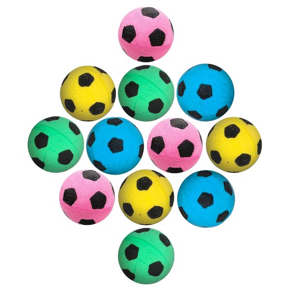 Vila Cat Soccer Balls, Feline Entertainment and Enrichment, Physical, and Mental Workout, Kitty’s Silent Companion, Foam Sponge, Pink, Yellow, Green, Blue, 1.5” -2” (Diameter), 12 Pcs per Pack 