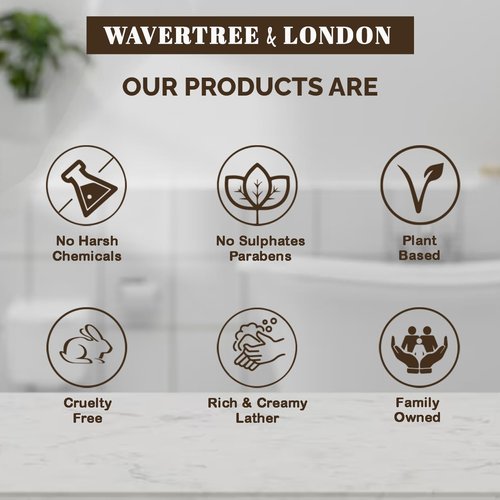 Wavertree & London Natural Liquid Soap Bottle with Dispenser Pump, Noir Scented Liquid Hand Soap for Bathroom, Kitchen - Australia Made Moisturizing Plant Oil Body & Hand Wash Soap