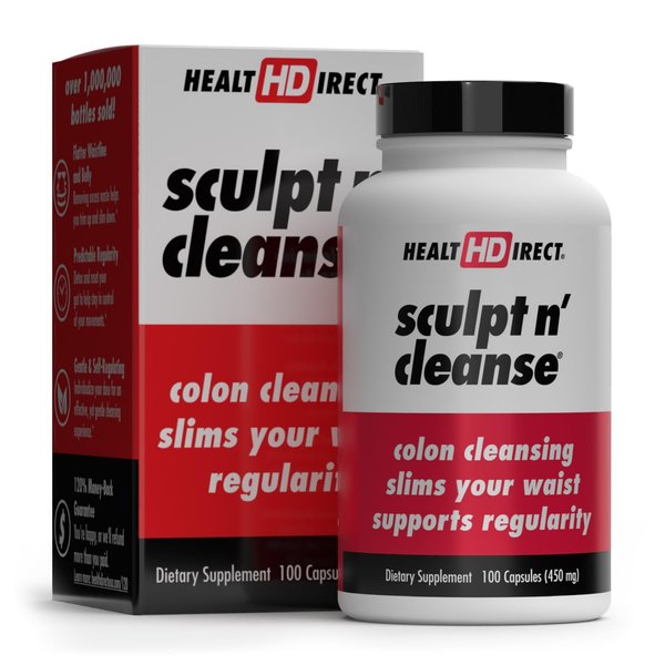 HEALTH DIRECT Sculpt n' Cleanse - Herbal Colon Cleanse for Digestive Health & Regularity - Natural Detox & Gut Flush Supplement - Weight Management Support - 100 Veggie Capsules