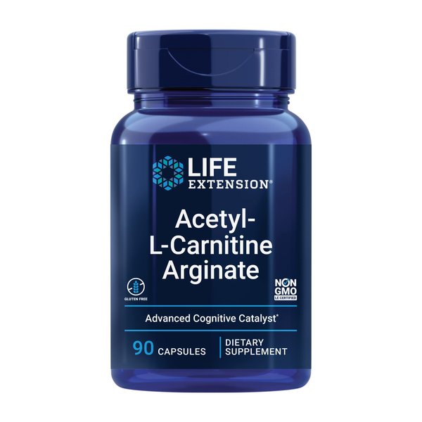 Life Extension Acetyl-L-Carnitine Arginate - Advanced Amino Acid Carnitine Supplement for Memory, Cognition, Cell Energy & Brain Health Support – Gluten-Free, Non-GMO – 90 Capsules