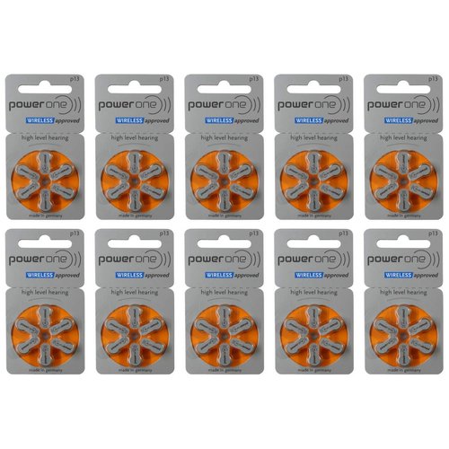 Powerone Size 13 Hg 0% (Mercury Free) Zinc Air Hearing Aid Batteries