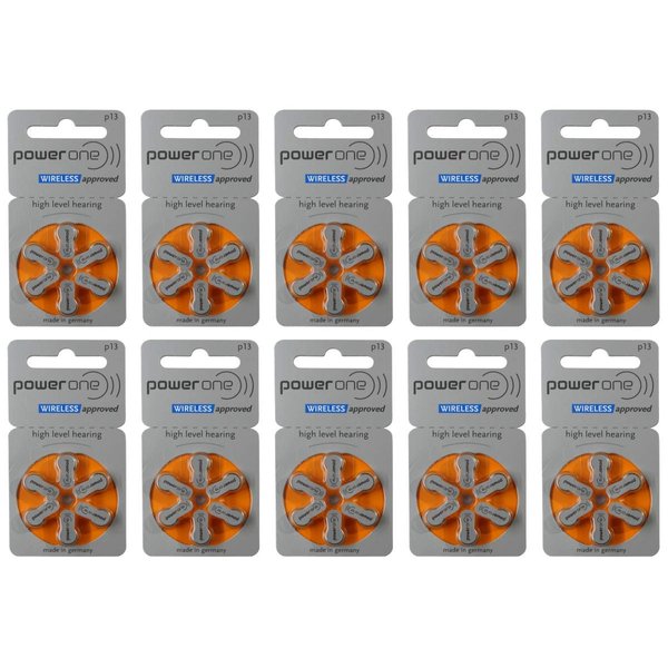 Powerone Size 13 Hg 0% (Mercury Free) Zinc Air Hearing Aid Batteries