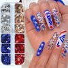 12 Grids Independence Day Star Nail Art Glitter Nail Sequins Holographic Red Blue Five-Pointed Star Nail Glitter for Nail Art Supplies 3D Gold Silver Glitter Flakes 4th of July Nail Decor for Women
