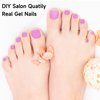 DUKASOU Semi Cured Gel Pedicure Strips, 32 Solid Color Gel Toenail Stickers Full Nail Wraps for Women Girls Kids, Includes Prep Pads, Nail File & Wood Stick(Plum Jam)
