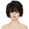 Kaneles Short Curly Wavy Black Wigs for Women Heat Resistant Synthetic Full Head Hair Costume Wig Natural Looking