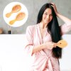 2 PCS Bamboo Hair Brush,Bamboo Brush Mini Hair Brush Anti-Static Travel Brushes for Hair Massage Scalp Detangling Brush Yellow Mini Hairbrush Natural Wooden Pocket Travel Small Hair Brush for All Hair
