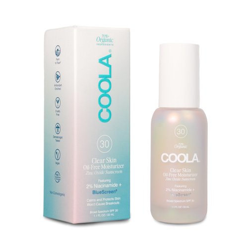 COOLA Clear Skin Oil-Free Moisturizer with SPF 30, Dermatologist Tested Sunscreen with Niacinamide & Centella Asiatica, 1.1 Fl Oz