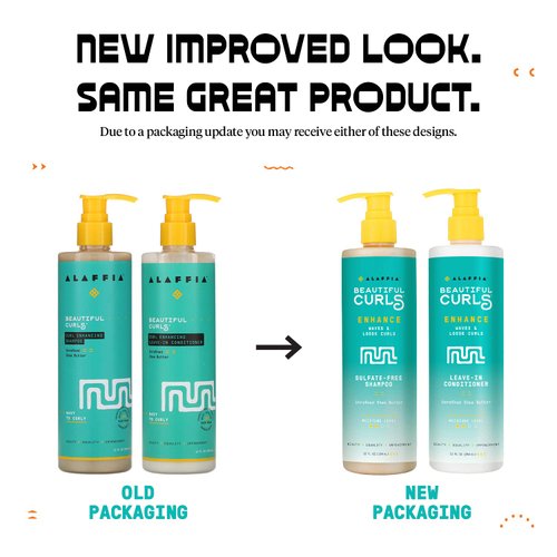 Alaffia - Beautiful Curls, Curl Enhancing Shampoo and Leave-In-Conditioner - Cleanses, Soothes, Fortifies Scalp and Hair, Hydrates, Softens and Improves Elasticity, Unrefined Shea Butter, 12 Oz Each