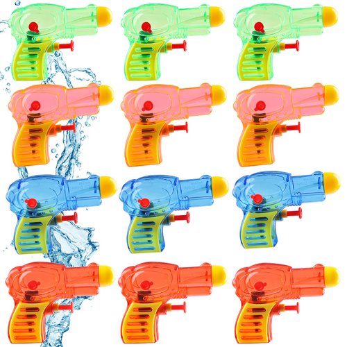 KIMOBER 12PCS Mini Water Guns Toy,Small Colourful Plastic Water Squirt Gun Toys for Swimming Pool Party Favors,Kids Summer Outdoor Game(Cute)